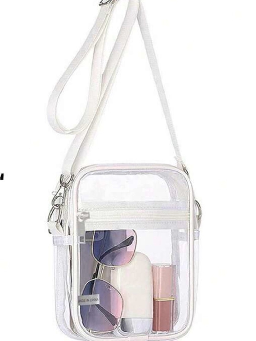 Trendy Clear White Crossbody Bag - School, Festival, Concert Ready Unisex